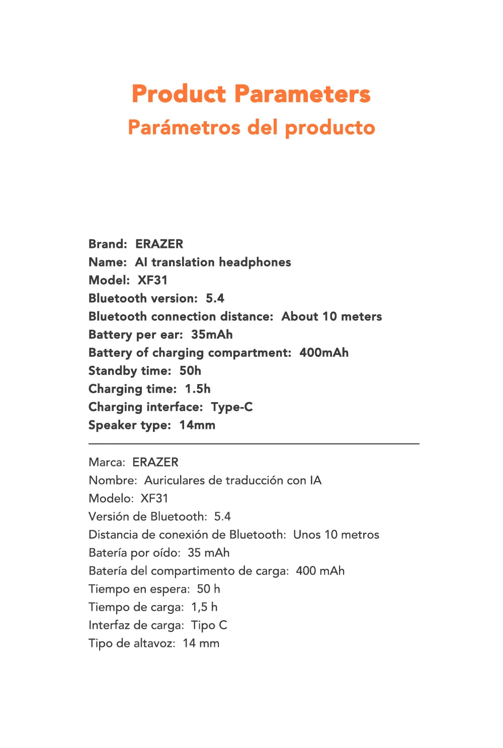 XF31 - AI translator Earbuds